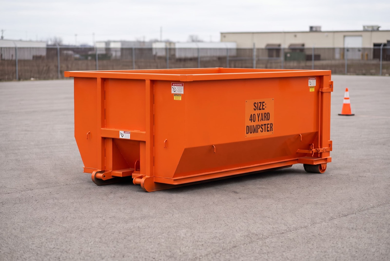 40 yard roll-off dumpster on a paved lot